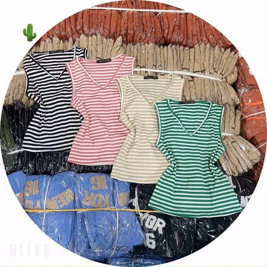 Áo Nữ Thun Gân Kẻ Sọc Ngang Cổ Tim - Ausa House - Ảnh 2