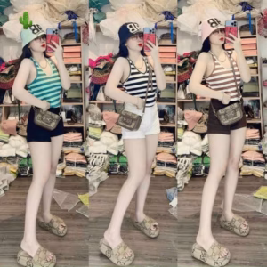 Áo Nữ Thun Gân Kẻ Sọc Ngang Cổ Tim - Ausa House