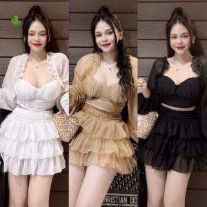 Set Đồ Nữ Corset Phối Chân Váy Đa Tầng - Ausa House