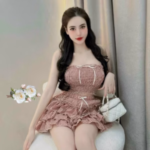 Set Đồ Nữ Áo Quây Phối Chân Váy Đa Tầng Caro - Ausa House