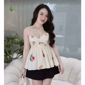 Áo Nữ Hoa Dây Cột Nhúm Ngực - Ausa House