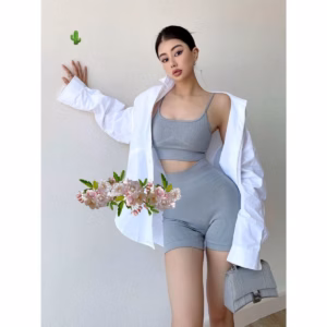 Đồ Bộ Thể Thao Nữ Áo Bra Phối Quần Legging Lửng Thun Gân - Ausa House