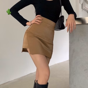 Chân Váy Da Zip Kéo - Ausa House