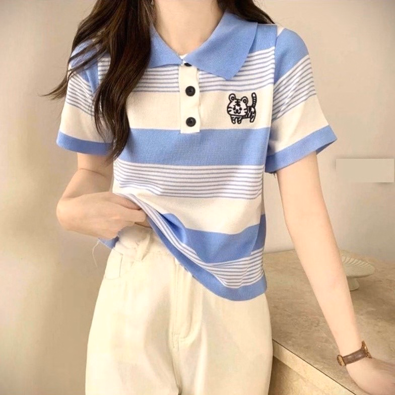 Áo Len Cộc Tay Chất Mongtoghi Thêu Hình Hổ Con Dễ Thương Slcxa195 - Chipxinhxk - Ảnh 2