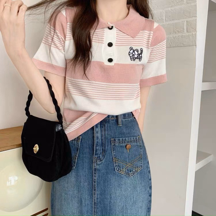 Áo Len Cộc Tay Chất Mongtoghi Thêu Hình Hổ Con Dễ Thương Slcxa195 - Chipxinhxk - Ảnh 3