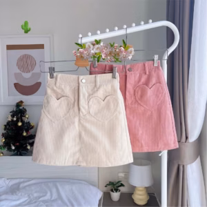 Chân Váy Nữ Chữ A Túi Đắp Trái Tim - Ausa House