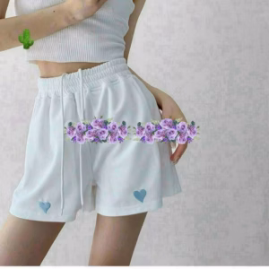Quần Short Nữ Dây Rút Thêu Trái Tim - Ausa House
