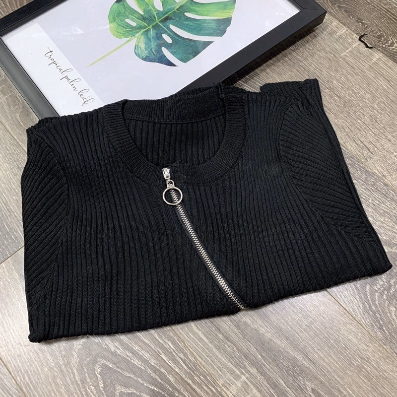 Áo Len Cộc Tay Cổ Tròn Khóa Kéo Độc Đáo Slcxa197 - Chipxinhxk - Ảnh 8