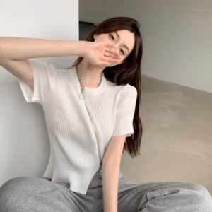 Áo Cộc Tay Cổ Tròn Khóa Chéo 2 Chiều Độc Lạ Sldca197 - Diepchi Fashion