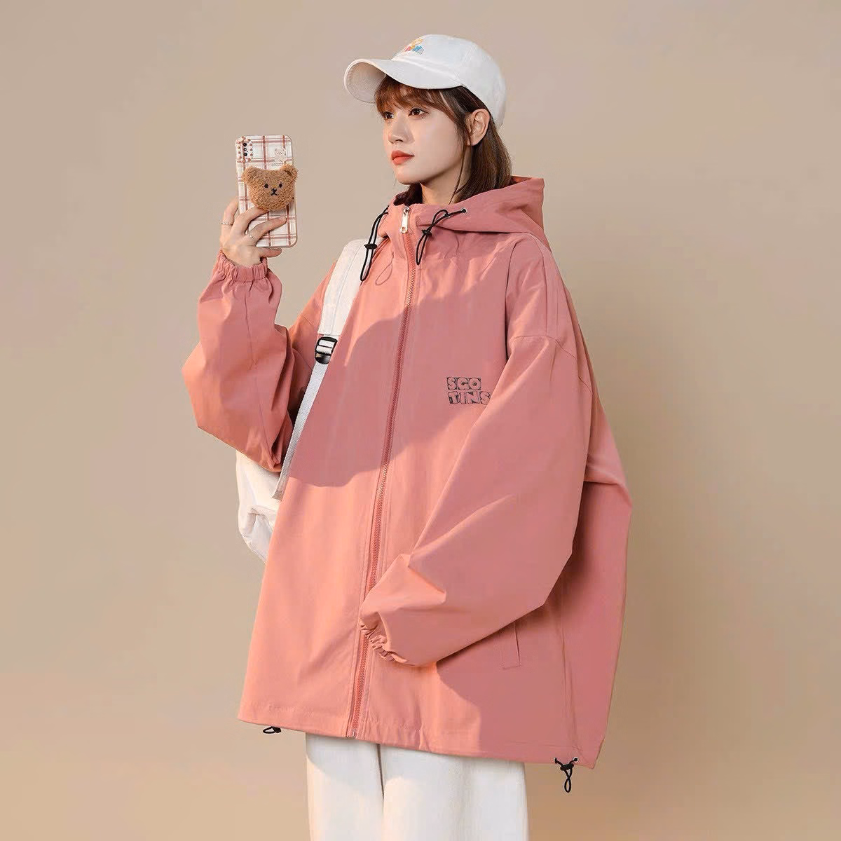 Áo Khoác Dù Nam Nữ Họa Tiết In Thêu Chữ Scotins Form Rộng Bigsize Có 2 Lớp Nón Chống Nắng Cực Xịn Xò Mẫu Mới Cute Hot Trend - Htm Fashion