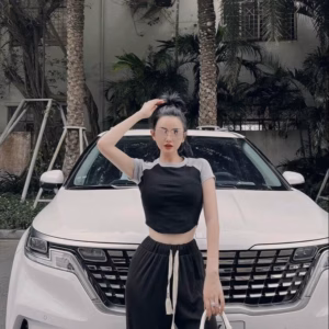 Set Bộ Đồ Nữ Áo Croptop Mix Quần Thun Gân Ống Suông Sa114 - Sam Store