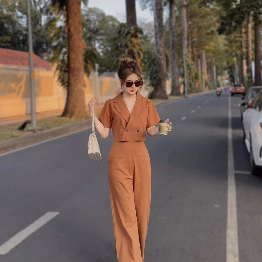 Set Bộ Đồ Nữ Áo Croptop Mix Quần Thun Gân Ống Suông Sa115 - Sam Store - Ảnh 8