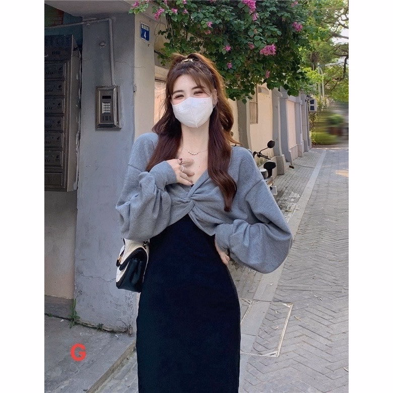 Set Bộ Đồ Nữ Váy 2 Dây Body Suông Mix Áo Khoác Crotop Xoắn Eo Sa116 - Sam Store - Ảnh 7