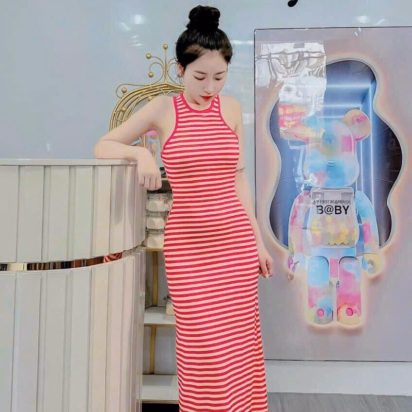 Đầm Váy Nữ Form Dài Sát Nách Thun Gân Phối Sọc Bt559 - Nana House - Ảnh 2