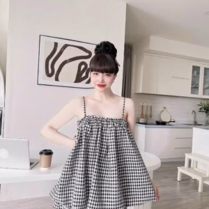 Set Bộ Đồ Nữ 2 Dây Bí Caro Sa119 - Sam Store