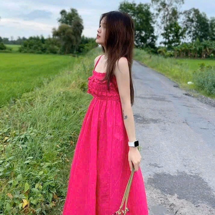 Đầm Váy Nữ Lụa 2 Dây Chun Ngực Dáng Dài Sa121 - Sam Store - Ảnh 2