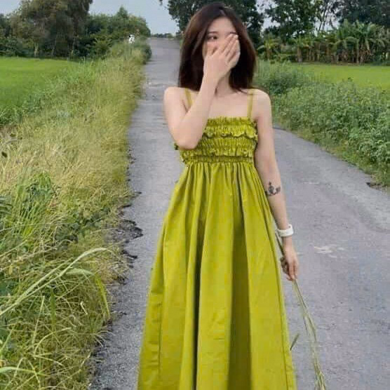 Đầm Váy Nữ Lụa 2 Dây Chun Ngực Dáng Dài Sa121 - Sam Store