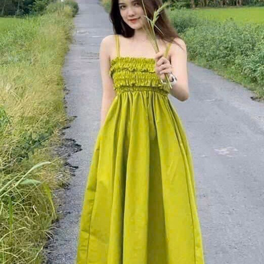 Đầm Váy Nữ Lụa 2 Dây Chun Ngực Dáng Dài Sa121 - Sam Store - Ảnh 5