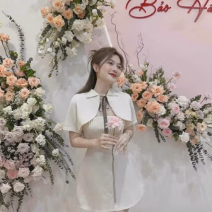 Set Đầm Váy Nữ 2 Dây Dập Ly Xòe Phối Áo Choàng Cột Nơ(Có Mút) Dd1109 - Nana House