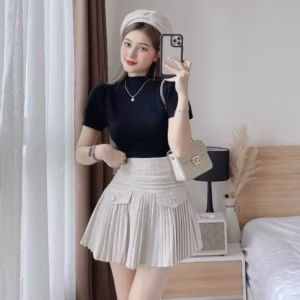 Aó Len Cộc Tay Phồng Phối Viền Nổi Sldca69 - Diepchi Fashion