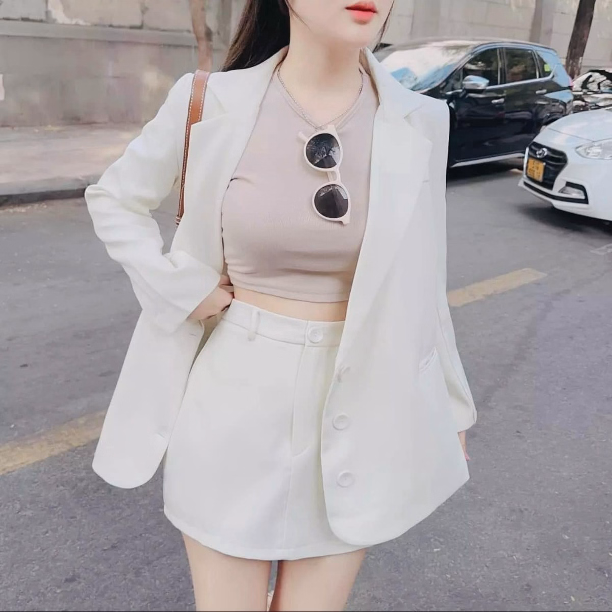 Set Bộ Đồ Nữ Vest Dài Tay Mix Chân Váy Chữ A Sa129 - Sam Store - Ảnh 3