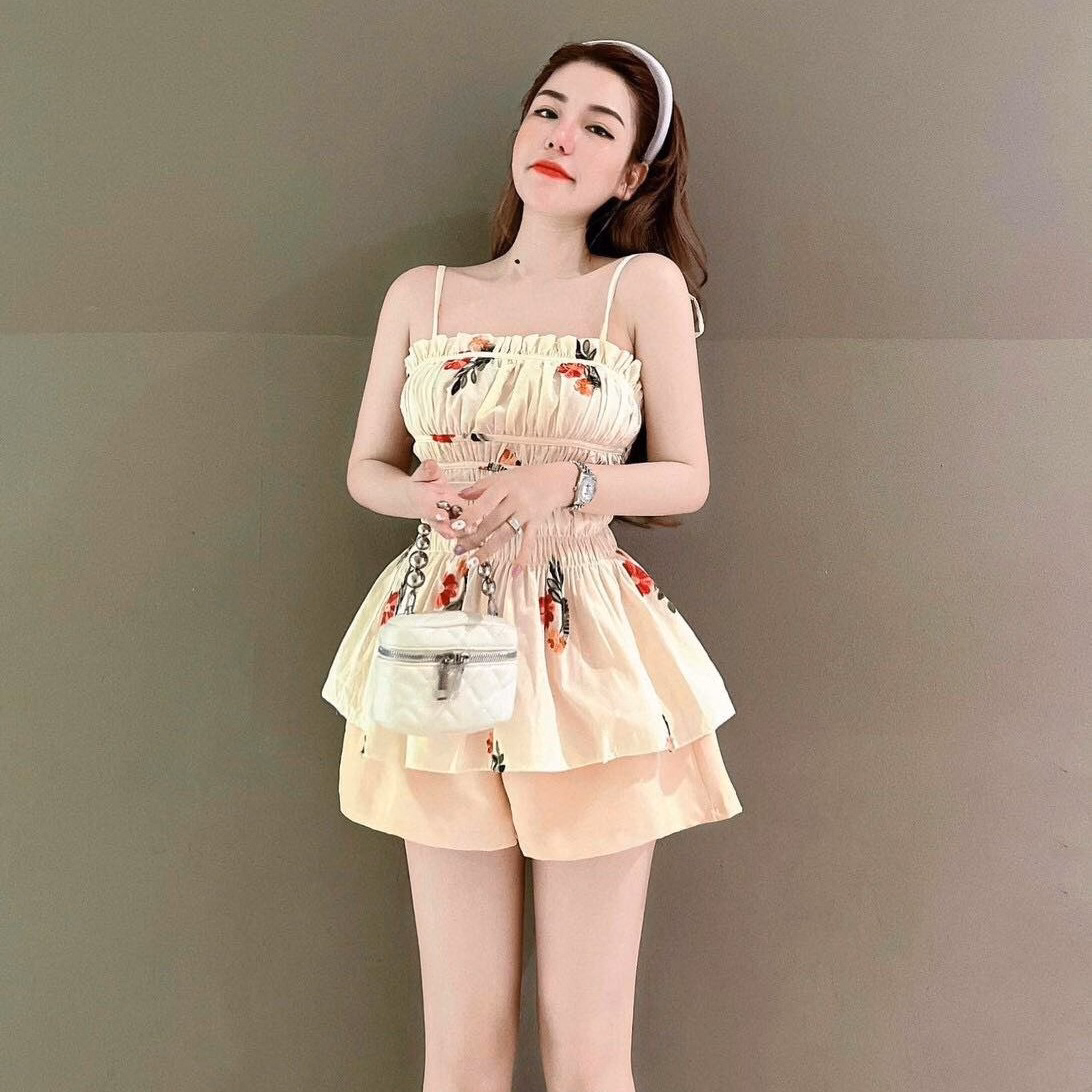 Set Bộ Đồ Nữ 2 Dây Nhún Ngực Xếp Ly Xòe Mix Quần Ống Rộng Sa131 - Sam Store - Ảnh 3