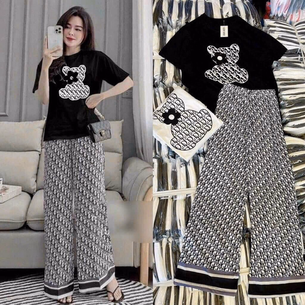 Set Bộ Đồ Nữthời Trang Phom Rộng Phối Họa Tiết Gấu Bt977- Nana House