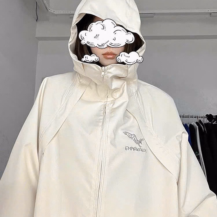 Áo Khoác Nam Nữ Phối Dáng Trùm Đầu Siêu Ngầu Có Khóa Kéo Đường Nét Thêu Đậm Nét Form Rộng Bao Đẹp Hàng Hot Trend-Htm Fashion - Ảnh 2