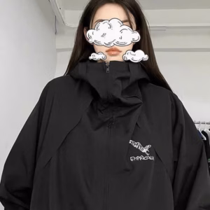 Áo Khoác Nam Nữ Phối Dáng Trùm Đầu Siêu Ngầu Có Khóa Kéo Đường Nét Thêu Đậm Nét Form Rộng Bao Đẹp Hàng Hot Trend-Htm Fashion