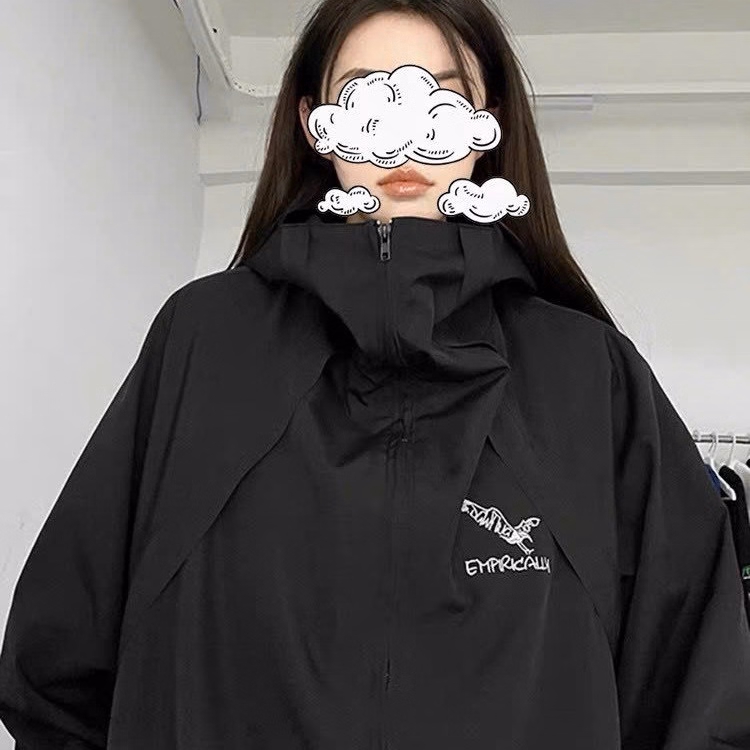 Áo Khoác Nam Nữ Phối Dáng Trùm Đầu Siêu Ngầu Có Khóa Kéo Đường Nét Thêu Đậm Nét Form Rộng Bao Đẹp Hàng Hot Trend-Htm Fashion