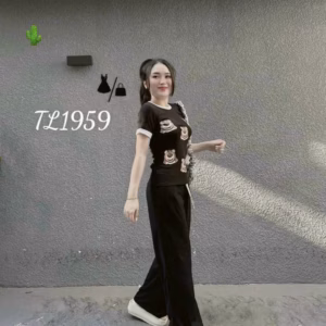 Set Đồ Nữ Áo Tay Lỡ Phối Quần Dài Suông In Gấu - Ausa House