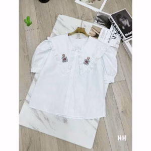 Áo Sơ Mi Nữ Cổ Bèo Thêu Lọ Trái Tim - Ausa House