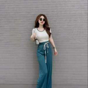 Set Bộ Đồ Nữ Thun Gân Áo Body Phối Quần Ống Suông Dài Sa141 - Sam Store