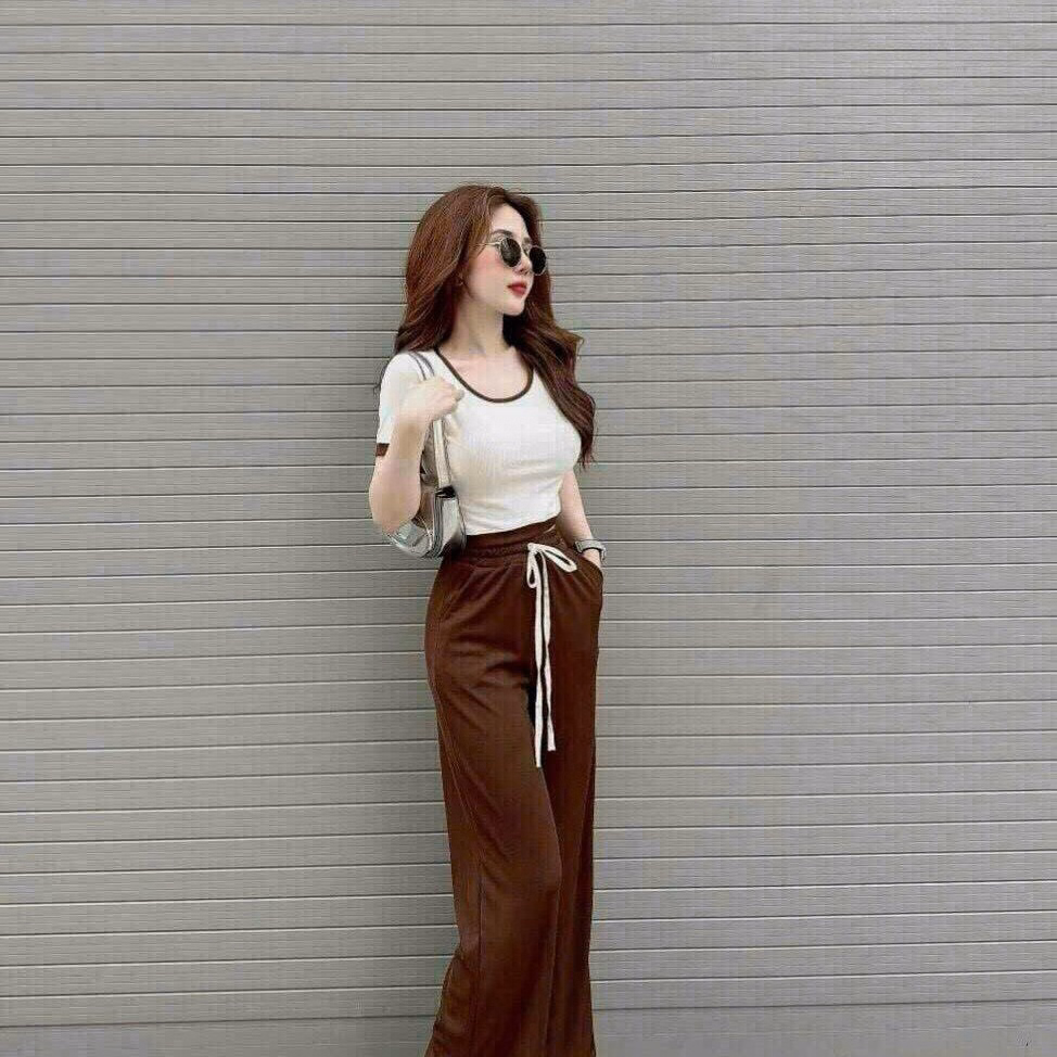 Set Bộ Đồ Nữ Thun Gân Áo Body Phối Quần Ống Suông Dài Sa141 - Sam Store - Ảnh 5