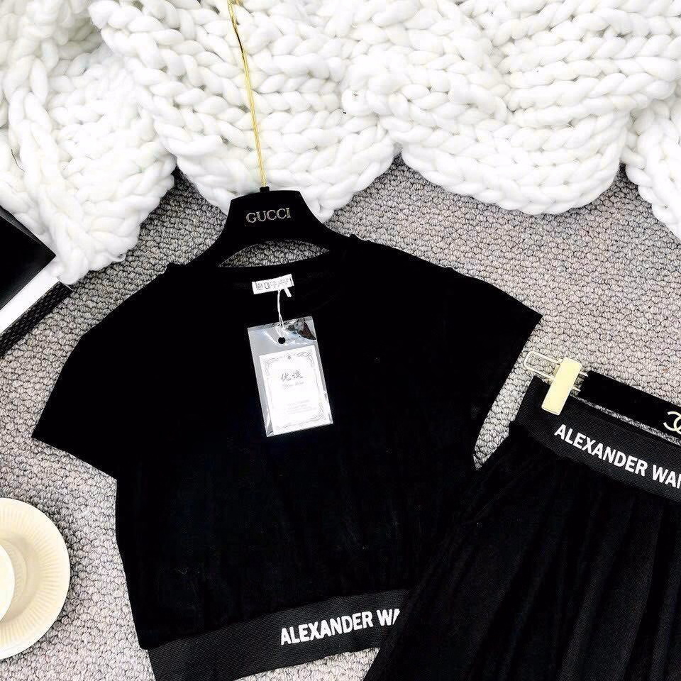 Set Bộ Đồ Nữ Thun Dẻo Áo Crotop Mix Quần Ống Suông Dài Sa143 - Sam Store - Ảnh 6