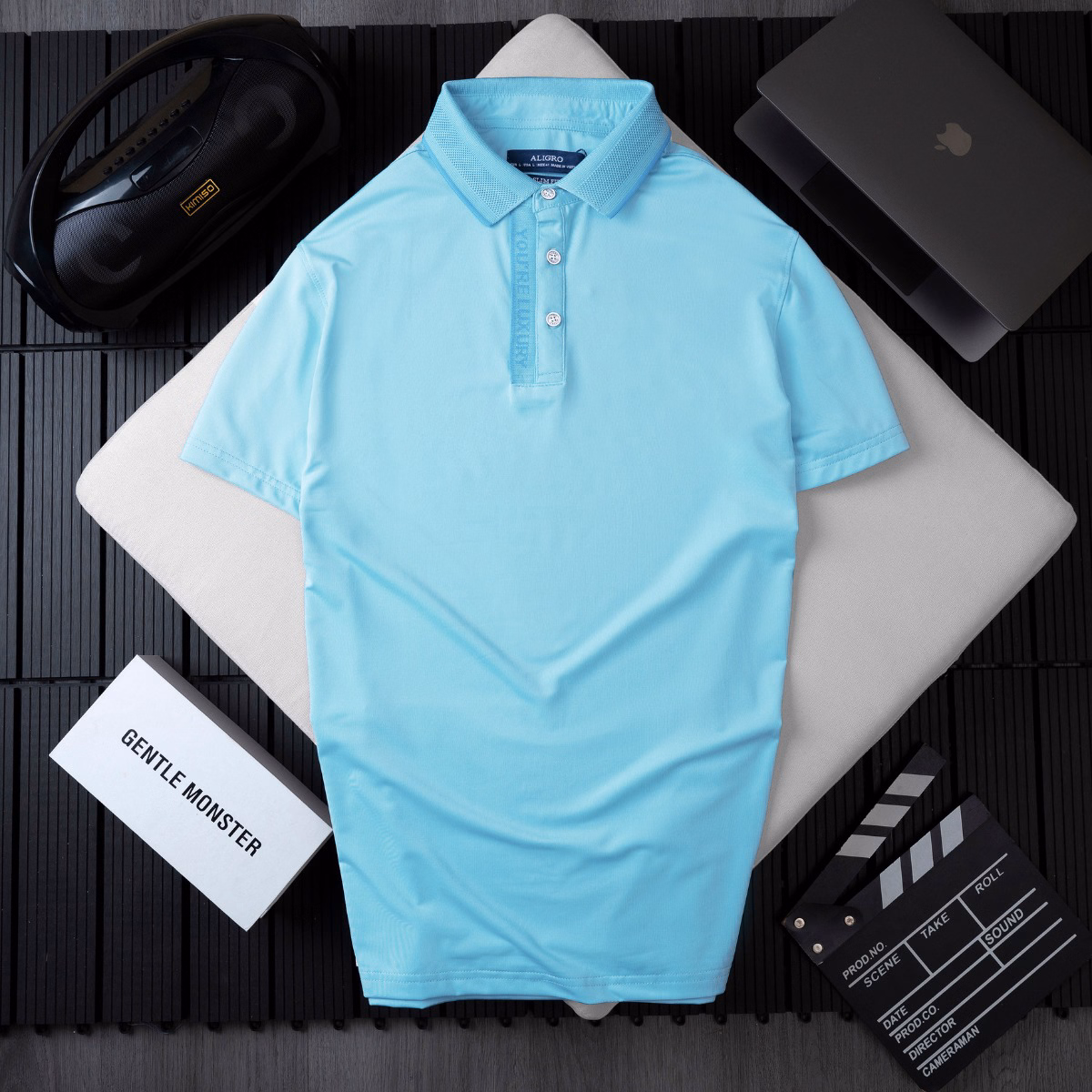 Áo Polo Golf Nam Ngắn Tay Chất Vải Coolmax Màu Xanh Biển Năng Động Algplo105 - Aligro - Ảnh 5