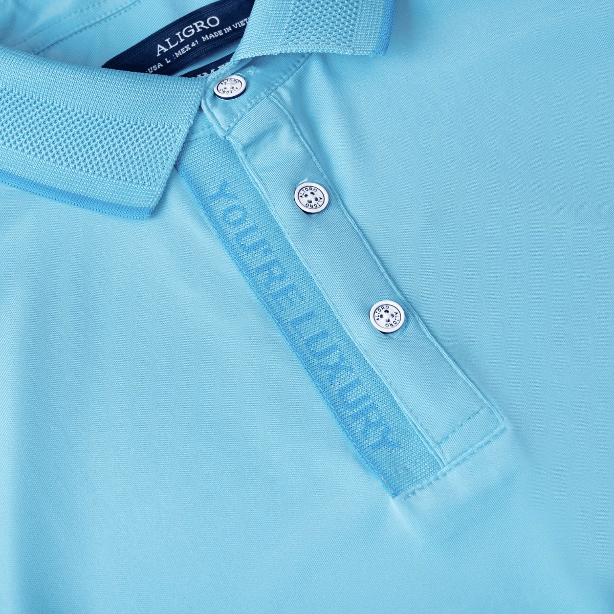 Áo Polo Golf Nam Ngắn Tay Chất Vải Coolmax Màu Xanh Biển Năng Động Algplo105 - Aligro - Ảnh 4