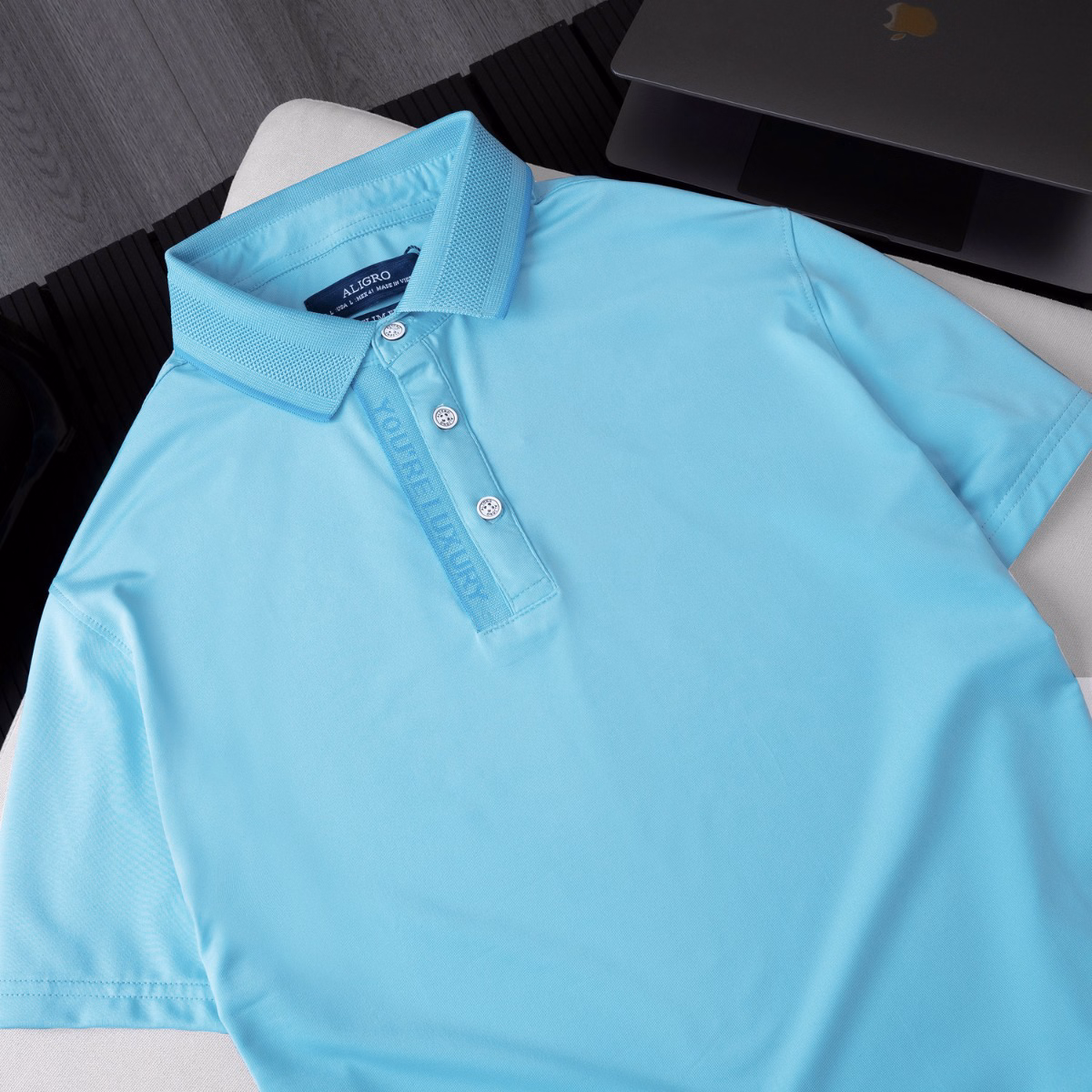 Áo Polo Golf Nam Ngắn Tay Chất Vải Coolmax Màu Xanh Biển Năng Động Algplo105 - Aligro - Ảnh 6