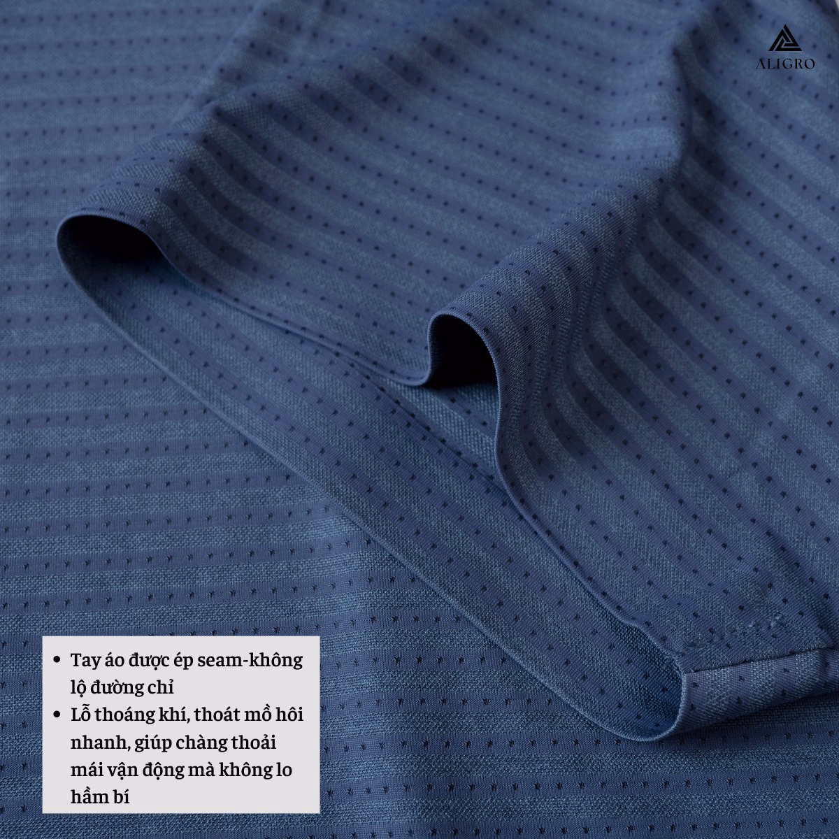 Áo Polo Golf Nam Ngắn Tay Chất Vải Coolmax Màu Xanh Dệt Kẻ Ngang Năng Động Algplo119 - Aligro - Ảnh 8