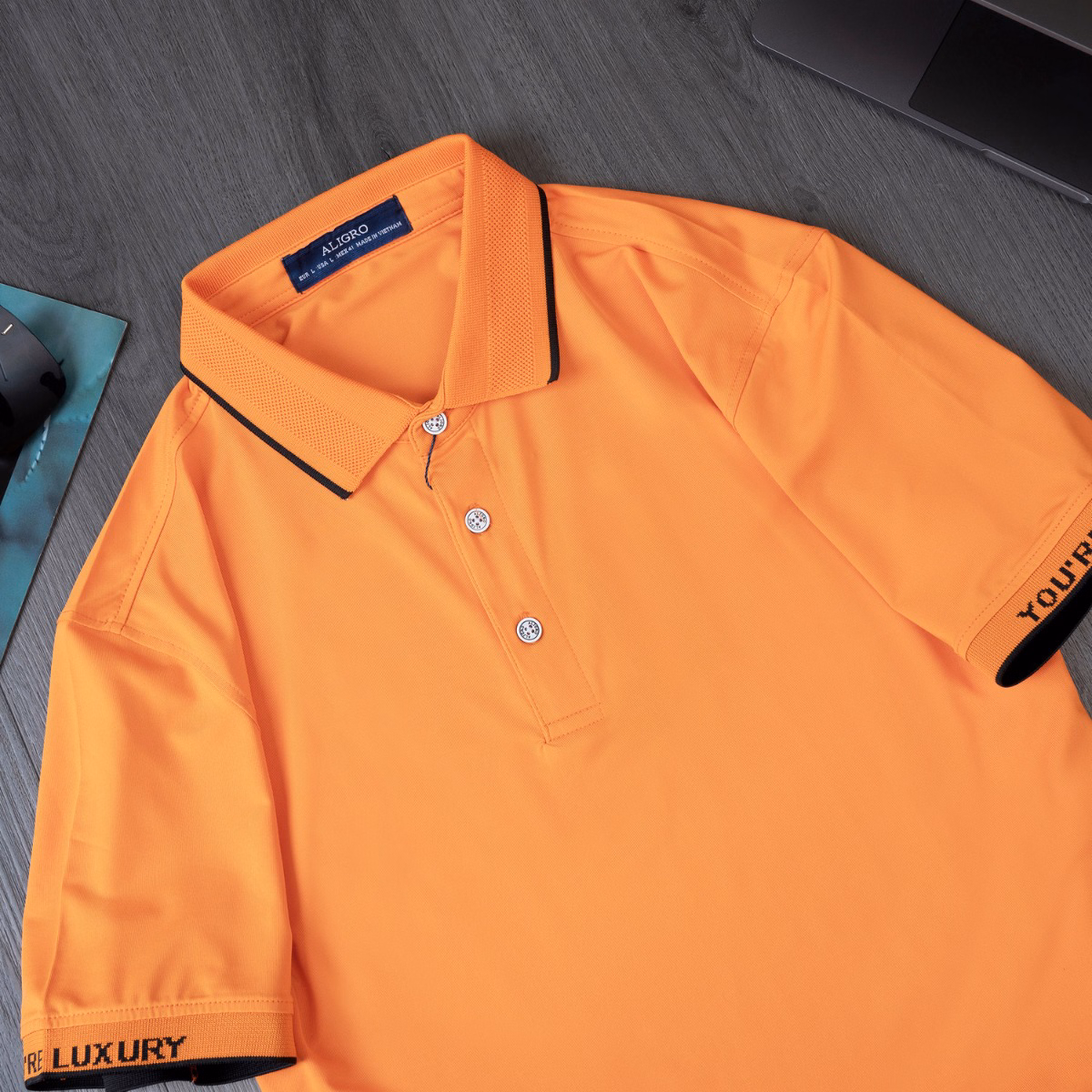 Áo Polo Golf Nam Ngắn Tay Chất Vải Coolmax Màu Cam Năng Động Algplo100 - Aligro - Ảnh 6