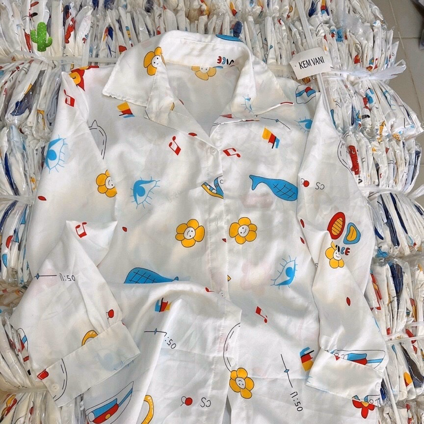 Set Đồ Nữ Áo Sơ Mi In Hình Họa Tiết Phối Quần Đùi Xanh - Ausa House - Ảnh 7