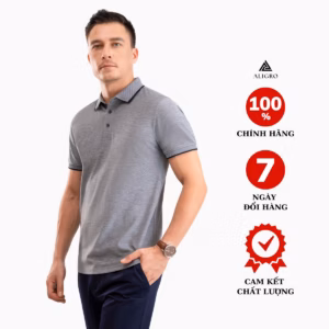 Áo Polo Nam Ngắn Tay Phối 2 Màu Sợi Ghi-Đen Algplo93 - Aligro