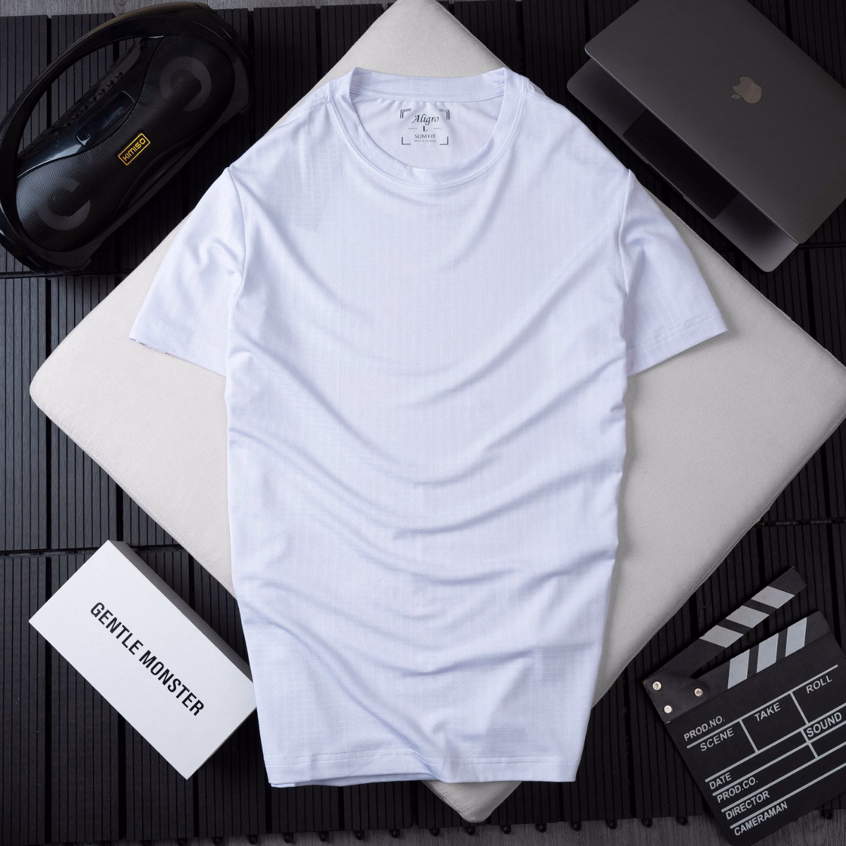 Áo Phông Nam Ngắn Tay Aligro Chất Vải Cotton Ô Chấm Màu Trắng Năng Động Algapc073 - Aligro - Ảnh 6