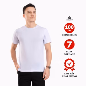 Áo Phông Nam Ngắn Tay Aligro Chất Vải Cotton Ô Chấm Màu Trắng Năng Động Algapc073 - Aligro