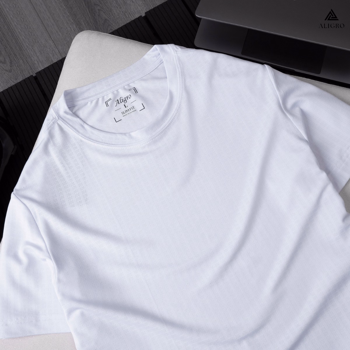 Áo Phông Nam Ngắn Tay Aligro Chất Vải Cotton Ô Chấm Màu Trắng Năng Động Algapc073 - Aligro - Ảnh 7