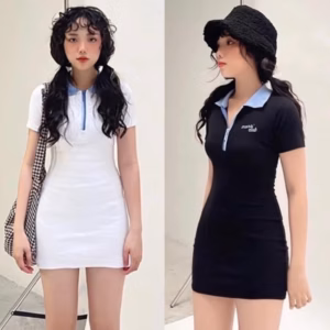 Đầm Váy Nữ Polo Body Mix Cổ Xanh Dress Dây Kéo Sa149 - Sam Store