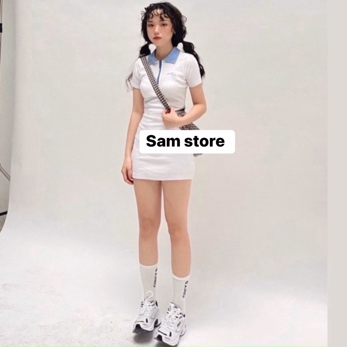 Đầm Váy Nữ Polo Body Mix Cổ Xanh Dress Dây Kéo Sa149 - Sam Store - Ảnh 3