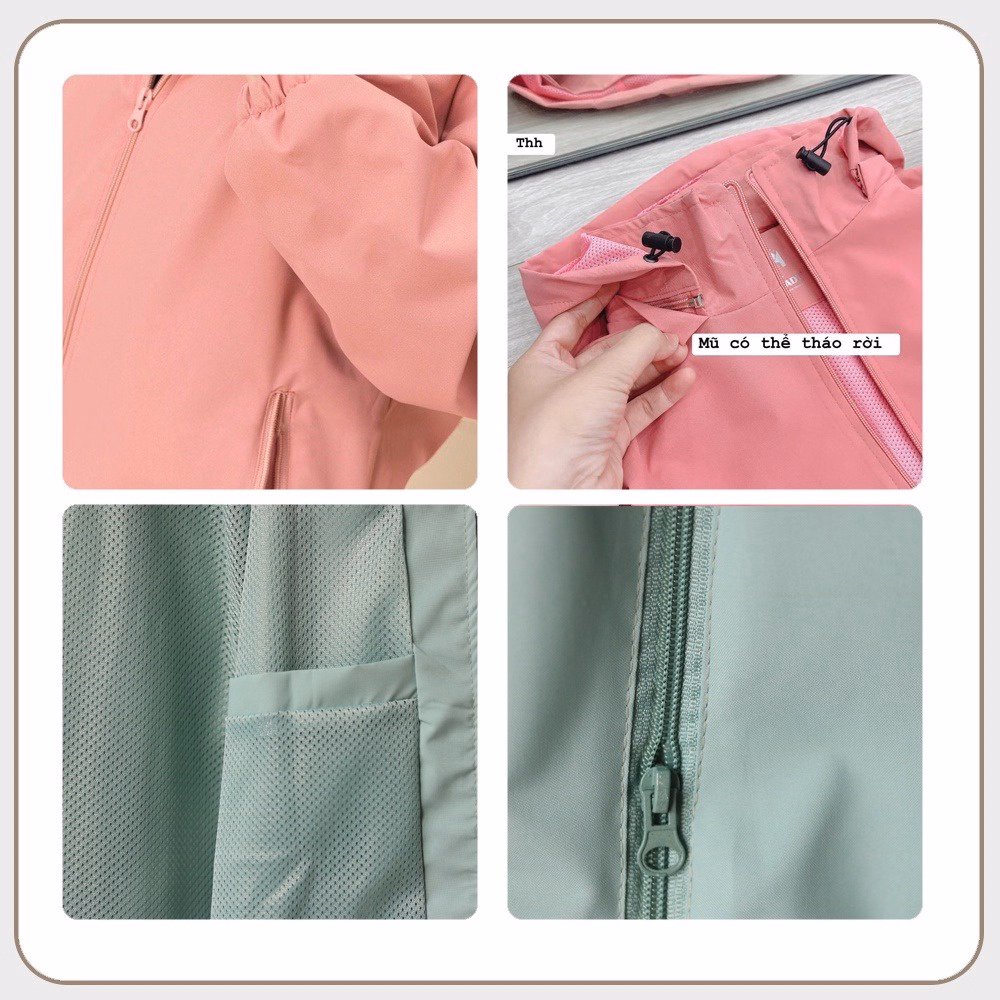 Áo Khoác Gió Nữ 2 Lớp Trơn Chống Nước, Mũ Có Thể Tháo Rời Kiểu Dáng Thể Thao Sldcg02 - Diepchi Fashion - Ảnh 9