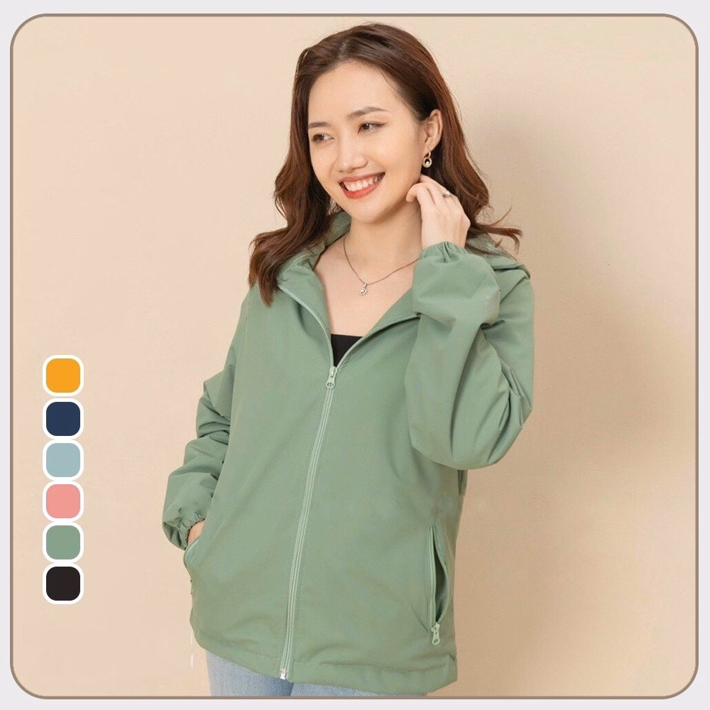 Áo Khoác Gió Nữ 2 Lớp Trơn Chống Nước, Mũ Có Thể Tháo Rời Kiểu Dáng Thể Thao Sldcg02 - Diepchi Fashion