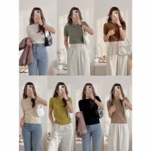 Áo Len Đũa Cộc Tay Cổ Tròn Mềm Mại Cho Bạn Nữ Sldca66 - Diepchi Fashion